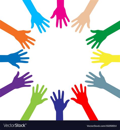 Colorful Silhouettes Of Hands In A Circle Vector Image