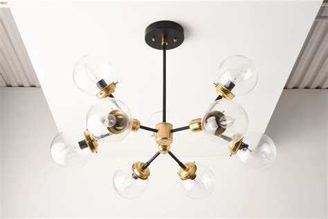 Modern Globe Chandelier Black And Gold Sputnik Light Mid Century