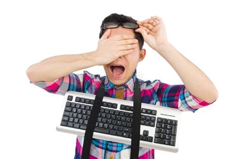 Computer Nerd With Keyboard Isolated Stock Image Image Of Humor
