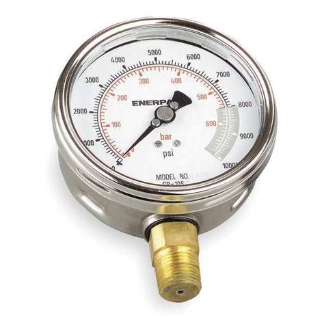 Enerpac Pressure Gauge 0 To 10000 Psi 14 In Nptf Stainless Steel