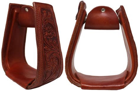 Horse Saddle Stirrups Western 5 Wide Saddle Floral Tooled Leather