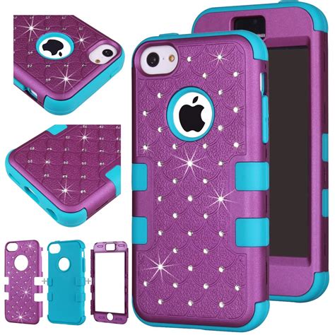 Majesticase Iphone 5c Case Bling Crystals Total Protection Hardsoft
