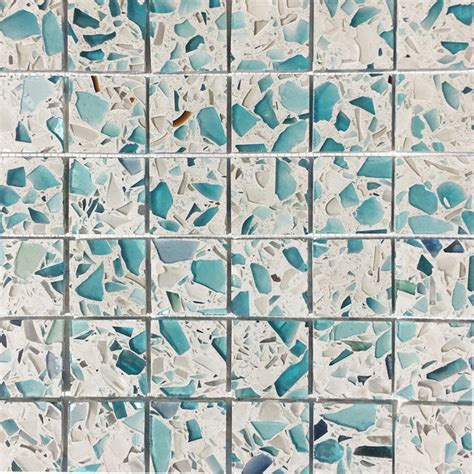 Vetrazzo Recycled Glass Mosaic Tiles For Backsplash Floating Blue