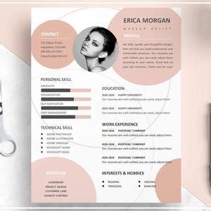 Nude Pink Resume Template Nude Pink CV Template Professional Etsy