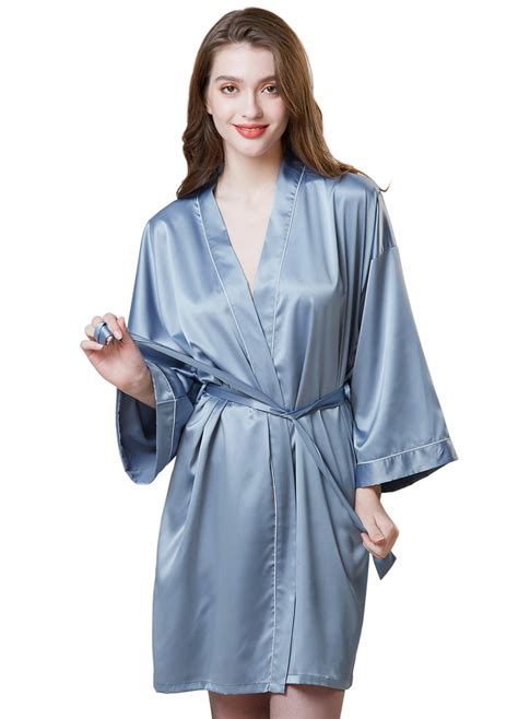 Buy Womens Satin Robe Ladies Short Silky Kimono Bathrobe Bridesmaids