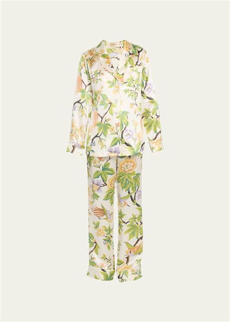 Olivia Von Halle Lila Floral Print Silk Pajama Set Bergdorf Goodman