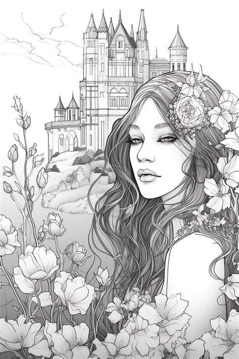 Adult Coloring, Coloring Pages, Grayscale, Female Art, Elegant Style