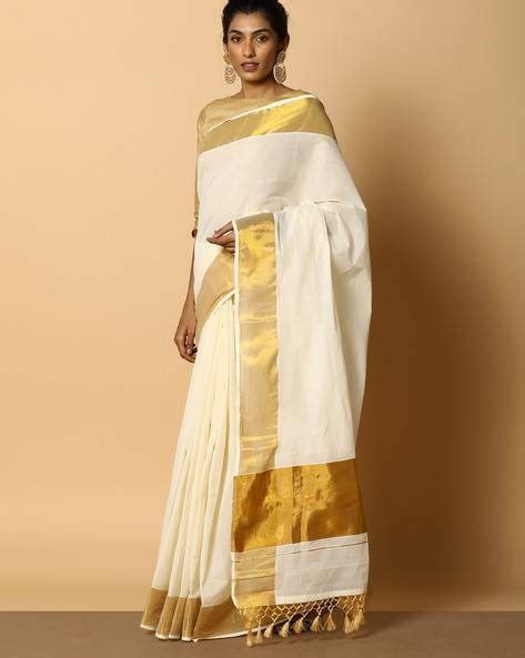 Kerala Sareehandwoven Kerala Cotton Saree In Off White Color Etsy