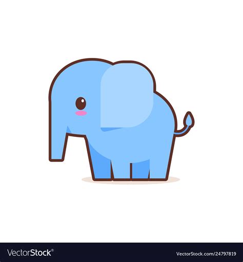 Cute Little Blue Elephant Cartoon Comic Character Vector Image