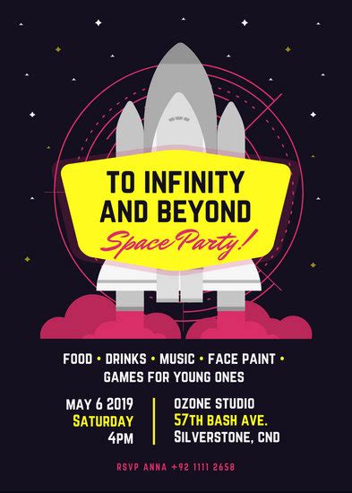 space themed party flyer templates  canva