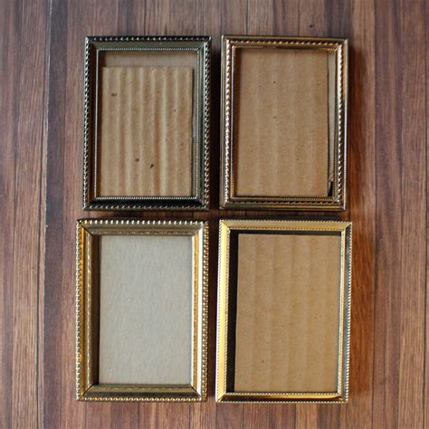 Vintage 2x3 Metal Gold Brass Colored Photo Picture Frame Set Of 4