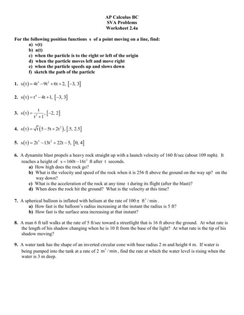 The following is a list of worksheets and other materials related to math 129 at the ua. Ap Calculus Calculus Problems Worksheet : Ap Calculus ...