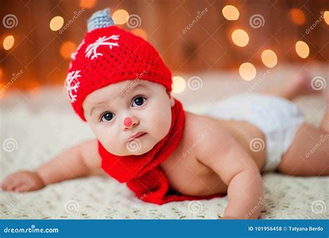 Little Boy In A Red Hat Stock Photo Image Of Santa 101956458