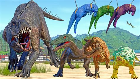 Colorful T Rex Team Vs Scorpius Rex Bumpy I Rex Carnotaurus Toro