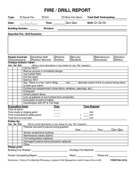 This emergency light inspection form is free and editable for your own inspection activities and records. Fire or Drill Report Form Free Download