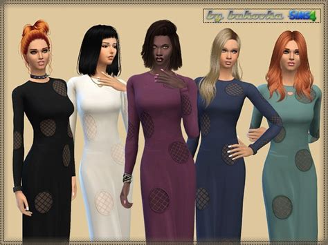 Dress With Circles By Bukovka Sims 4 Female Clothes