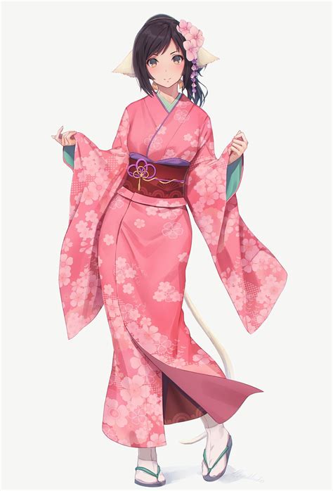 Hanabi Girl Kimono Illustration Anime Girl Kimono Anime Kimono Anime Outfits