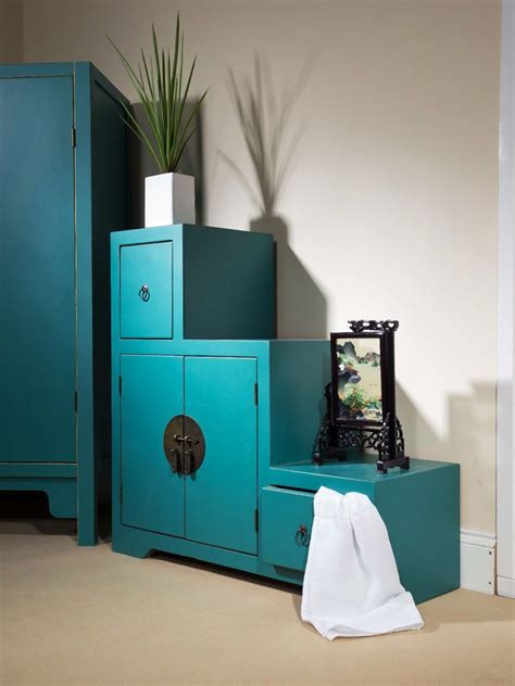 6 or 12 month special financing available. Nanjing Painted Oriental Cabinet Aged Teal Green Step ...