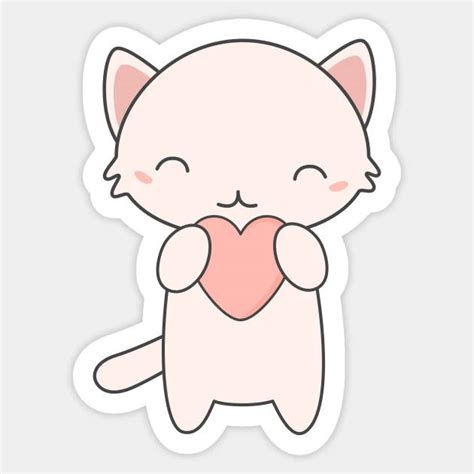 Download Super Cute Kitten Holding Kawaii Heart Wallpaper