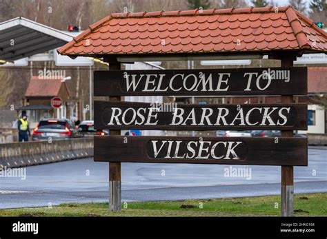 Vilseck Germany 04th Feb 2022 Welcome To Rose Barracks Vilseck Is Written At The