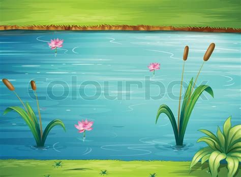 A River And A Beautiful Landscape Stock Vector Colourbox