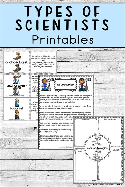 Types Of Scientists Printables Simple Living Creative Learning