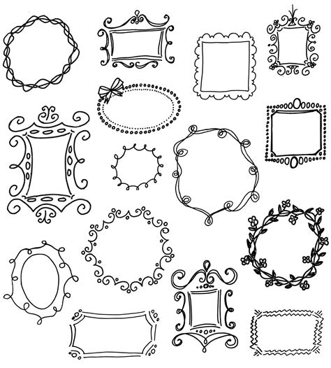 Doodle Frames Clip Art Pack Unique Hand Drawn By Thepenandbrush