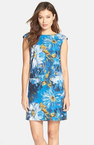 Tahari Floral Print Linen Blend Shift Dress Nordstrom Shift Dress