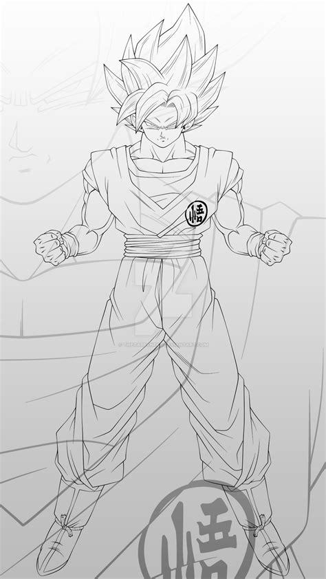 Goku Super Saiyan Blue Lineart By Thetabbyneko On Deviantart