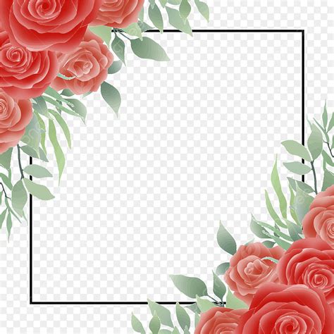 Gambar Bingkai Mawar Merah Bingkai Bingkai Pernikahan Bunga PNG Dan Vektor Dengan Background