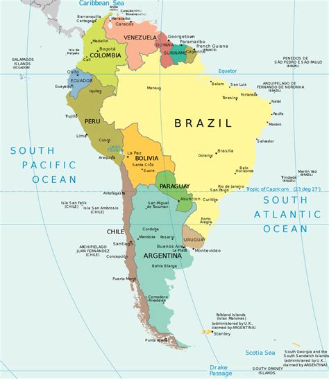 Mapa Politico Da America Do Sul