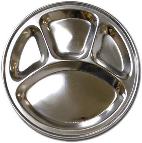 Stainless Steel Round Divided Dinner Plate 4 Sections Uk