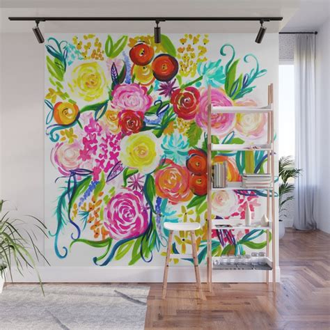 Bright Colorful Floral Painting Wall Mural By The Artwerks Design