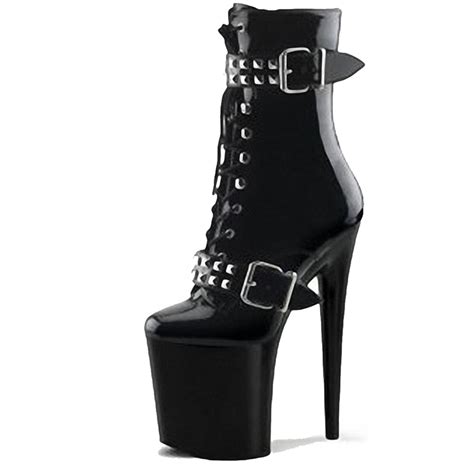Ankle Punk Boots Women Shoes Platform 20cm 15cm High Heels Black Fenty