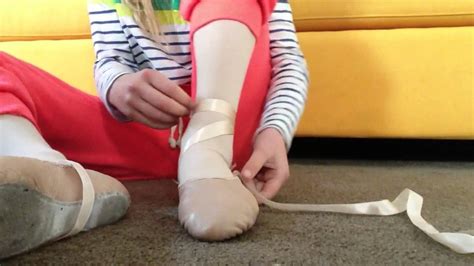 How To Tie Your Ribbons On Your Ballet Shoes Youtube