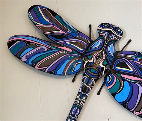 Hand Painted Metal Dragonfly Wall Art Garden Art Etsy