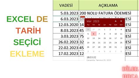 Excel Tarİh SeÇİcİ Ekleme Takvİm Ekleme Youtube