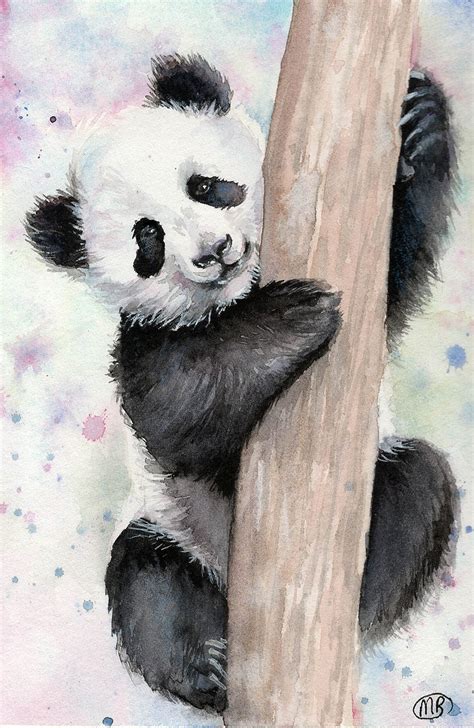 Panda Art Print Watercolour Painting Panda Picture Wildlife Etsy