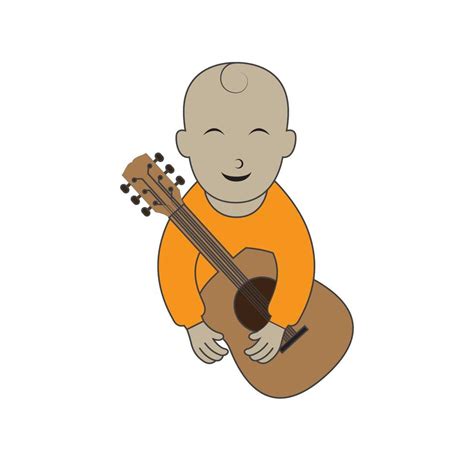 Cartoon Baby Playing Guitar Logo Design Vector Graphic Symbol Icon