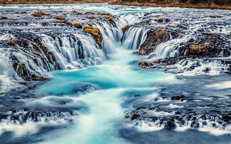 Bruarfoss Waterfall Iceland Mac Wallpaper Download Allmacwallpaper