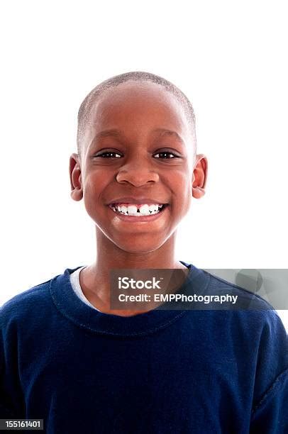 Portrait Of Nine Year Old Smiling African American Boy Stock Photo
