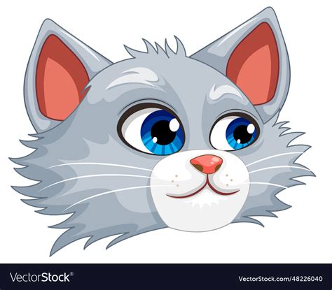 Cute Cat Head Cartoon Isolated Royalty Free Vector Image