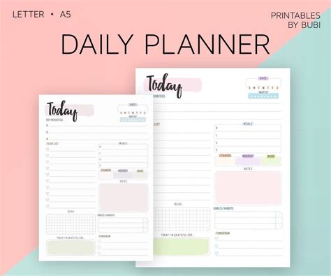 Check spelling or type a new query. Daily Planner, Printable Planner Pages, LETTER / A5 ...