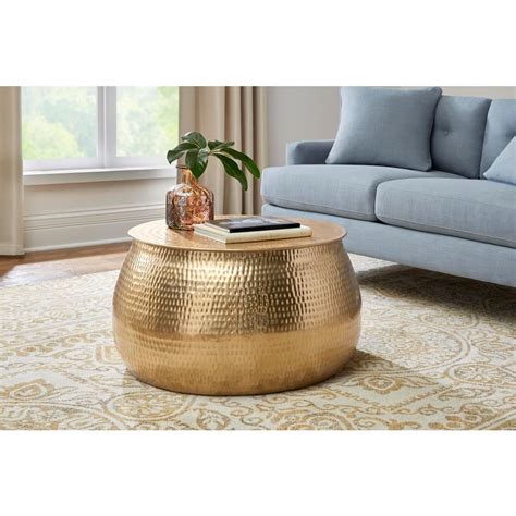 Habitat sona storage hammered aluminium coffee table. Home Decorators Collection Calluna Round Gold Metal Coffee ...