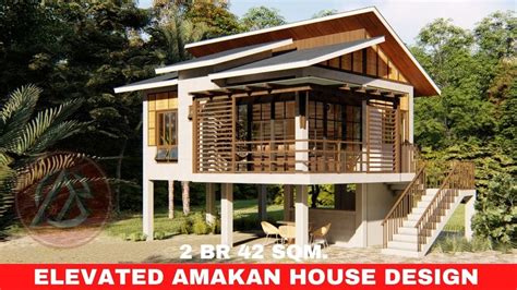 Modern Bahay Kubo Elevated Amakan 42 Sqm Flood Proof House Design 6x7m