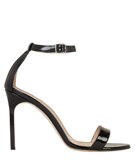 Manolo Blahnik Chaos Patent Leather Heeled Sandals In Black Lyst