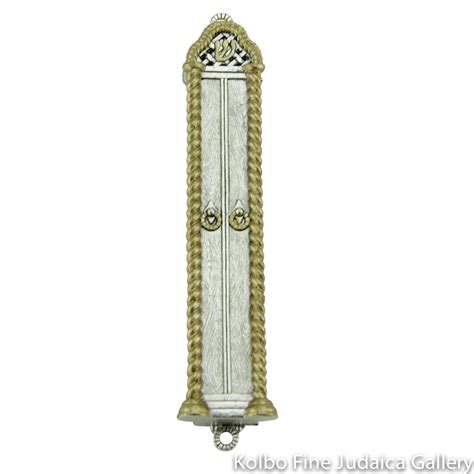 Mezuzah Door Design Gold And Silver Colored Pewter Kolbo Fine