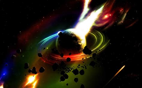 Digital Art Cgi Space Universe Planet Stars Comet Meteors