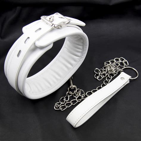 white collars collar with chain fetish sandm slave neck cuffs bdsm bondage restraints sex products
