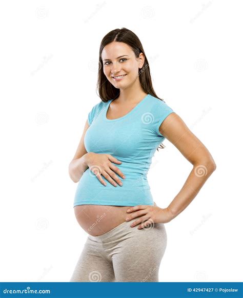 Pregnant Woman Isolated On White Stock Image Image Of Beautiful Belly 42947427